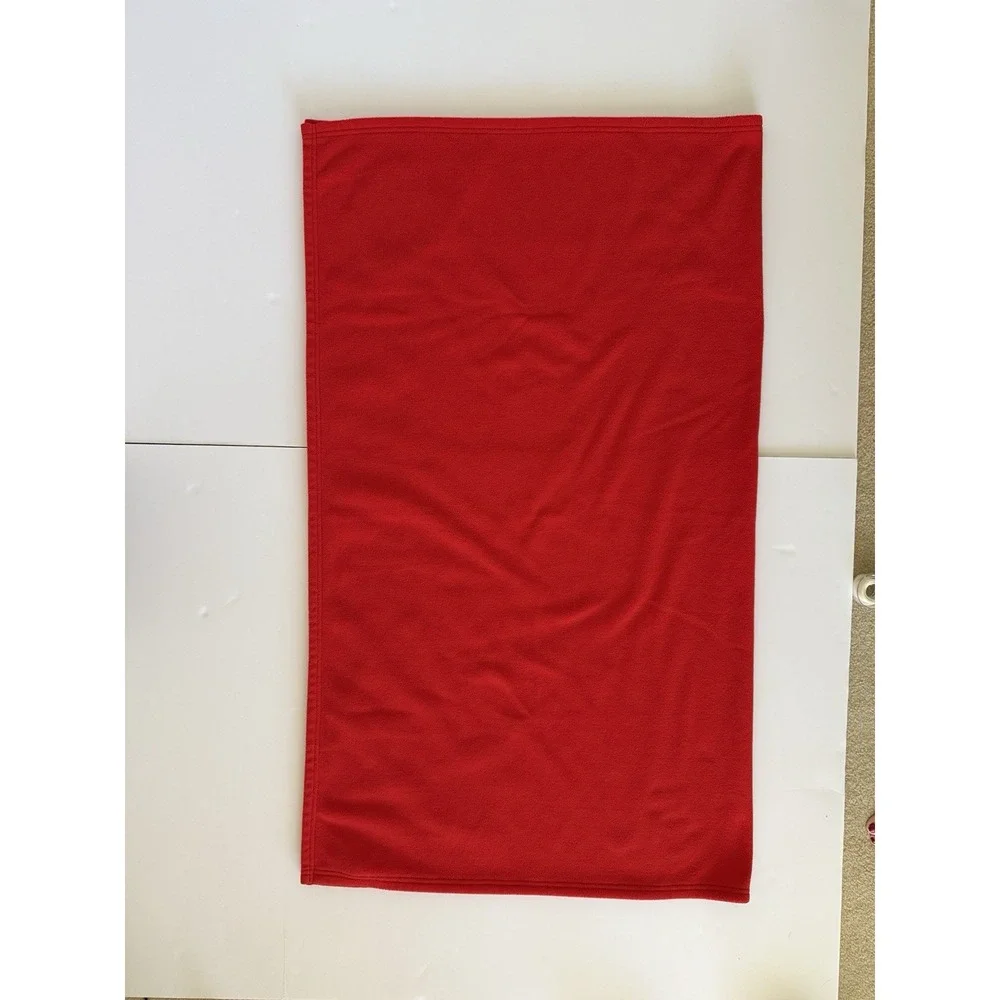 Disney Store Red Fleece Throw Blanket Mickey & Minnie Mouse Stars‎ Embroidered